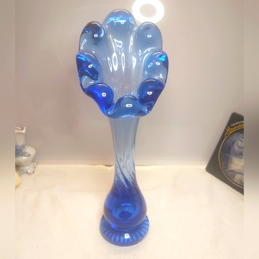 Cobalt Blue Ruffle Twist Vase